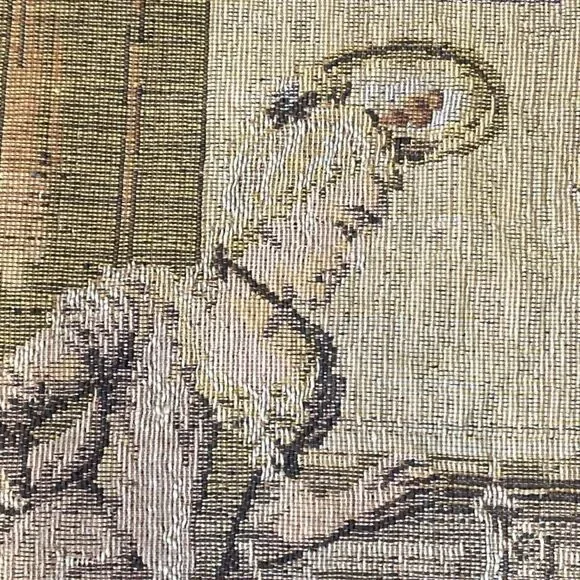 Antique French Woven Tapestry Wall Hanging Victorian Salon Party 34” X 18.5” - Picture 6 of 16